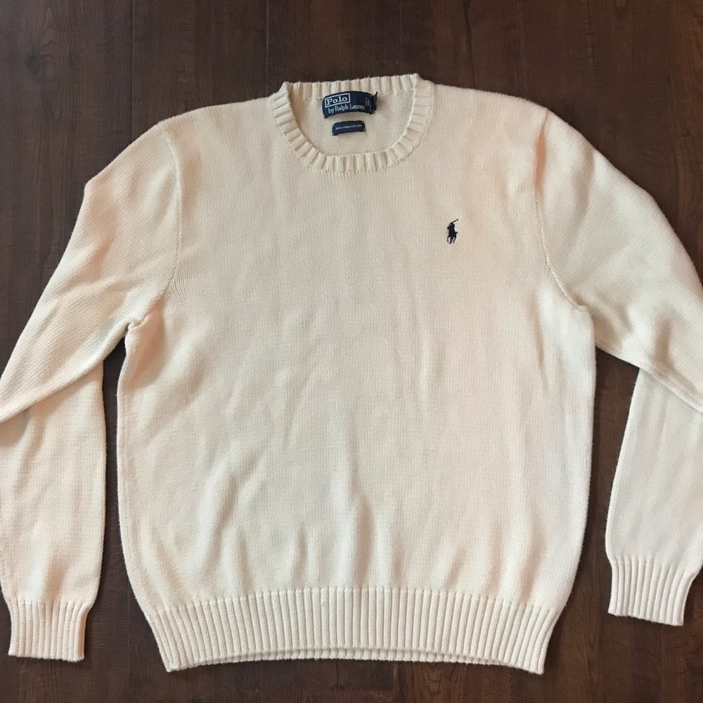 Ralph Lauren 100% pima cotton creme men’s sweater